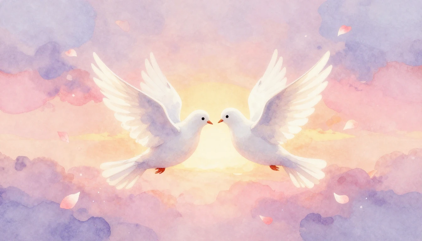 A soft and dreamy watercolor illustration representing etern...