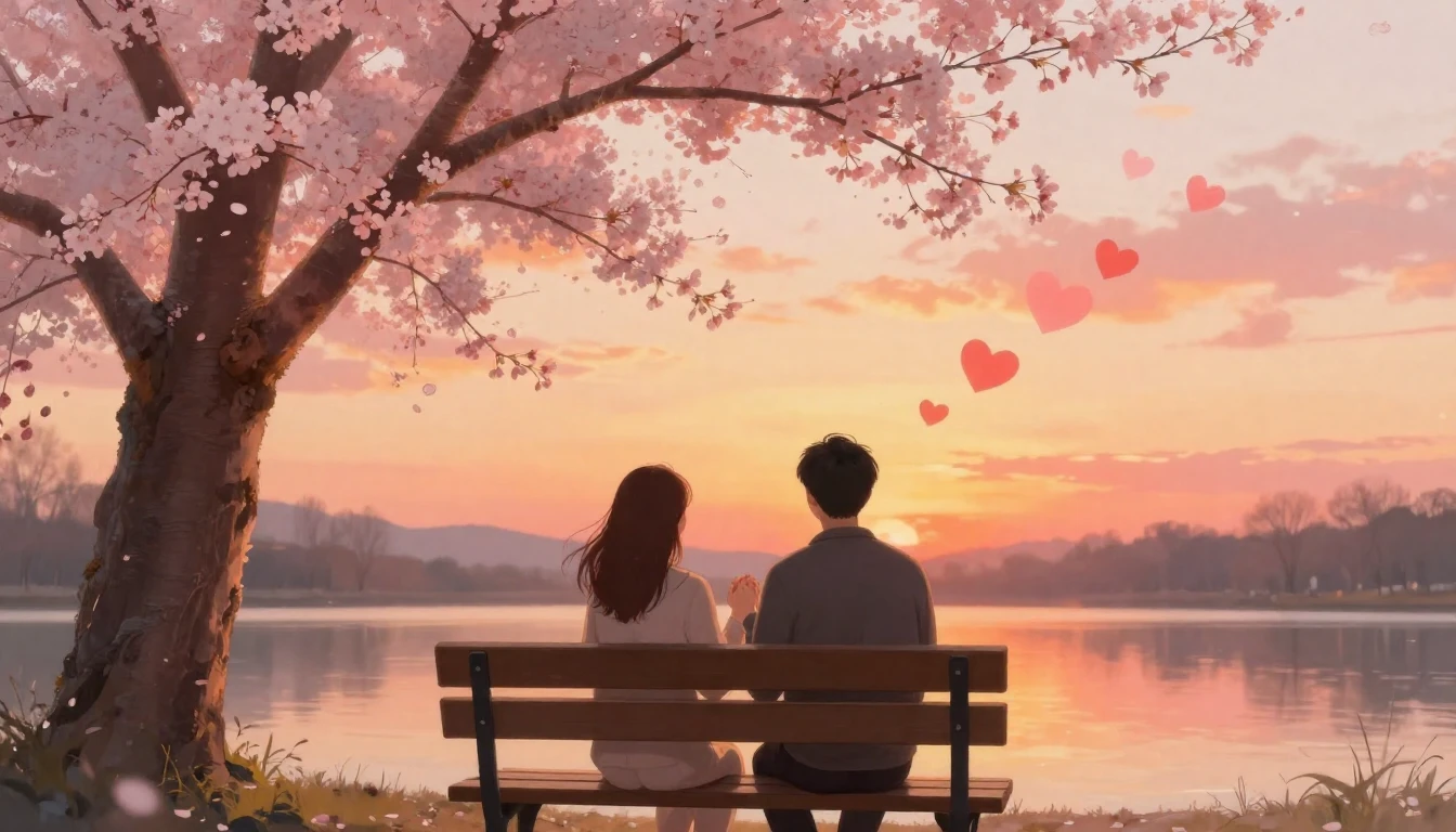 A romantic and cozy scene featuring a couple sitting closely...