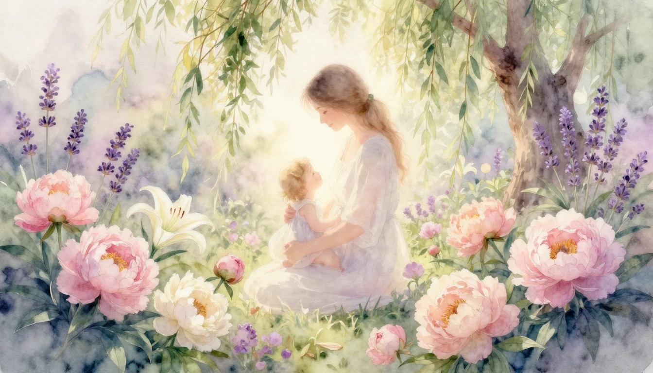 A delicate watercolor painting capturing the essence of mate...