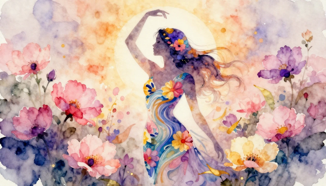 A beautiful watercolor painting celebrating feminine strengt...