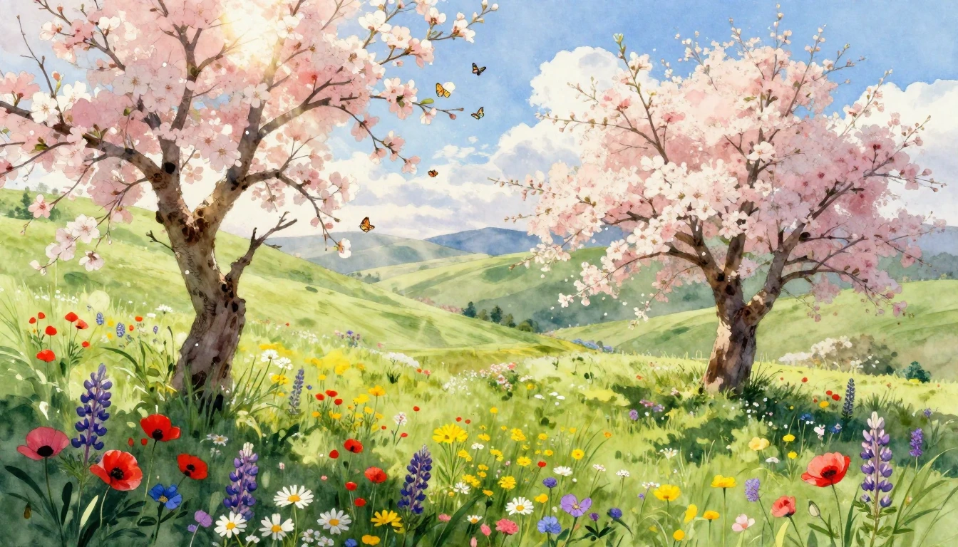 A breathtaking watercolor painting capturing the arrival of ...