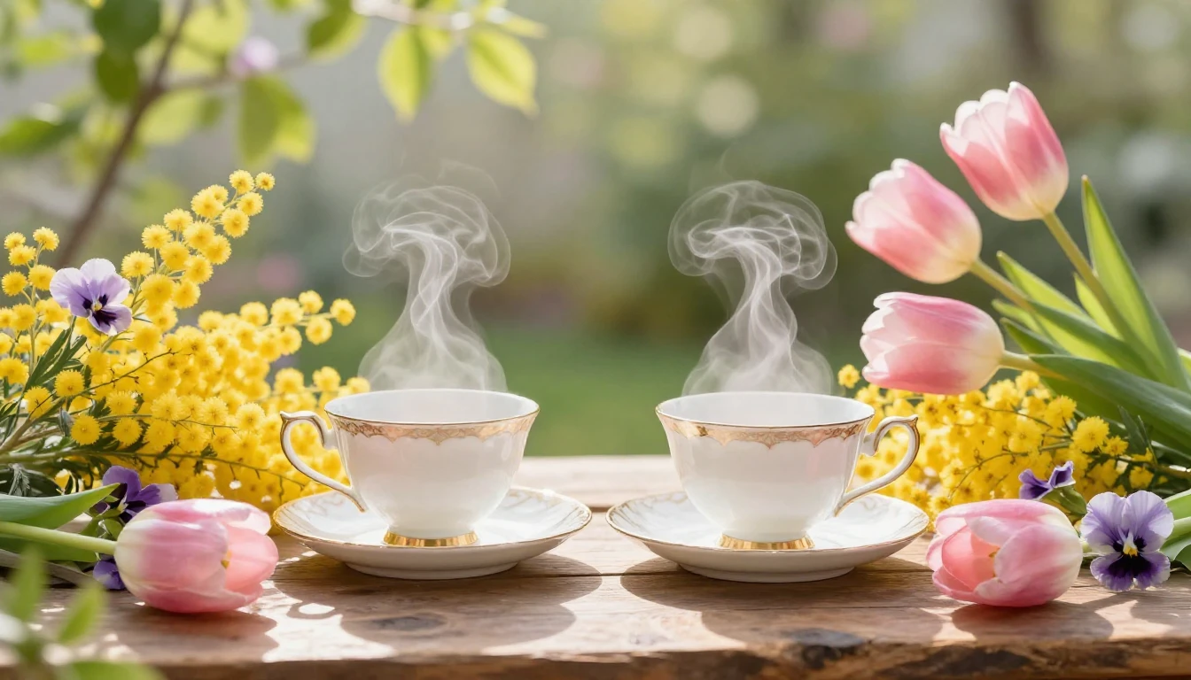 A beautiful, soft spring composition symbolizing friendship ...