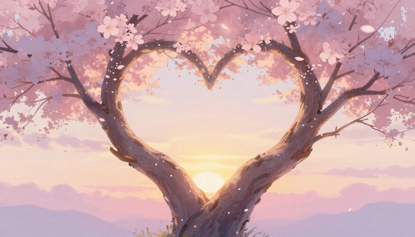 A dreamy and romantic watercolor painting depicting a silhou...