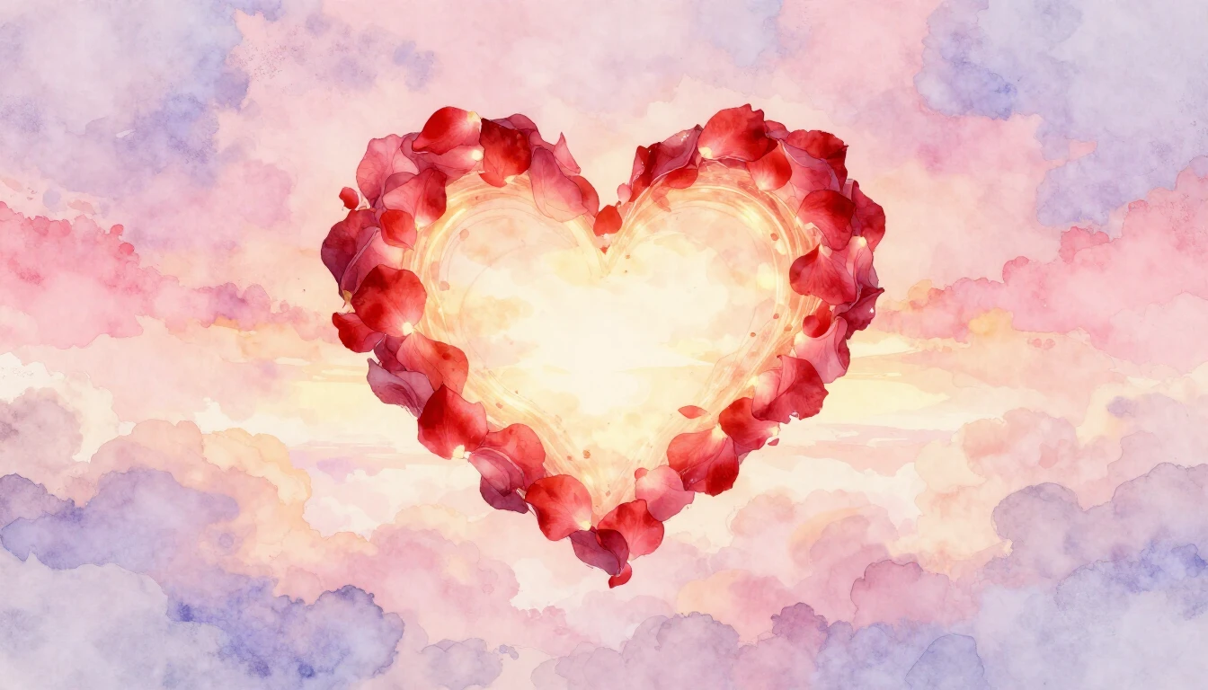 A romantic and dreamy watercolor illustration symbolizing et...