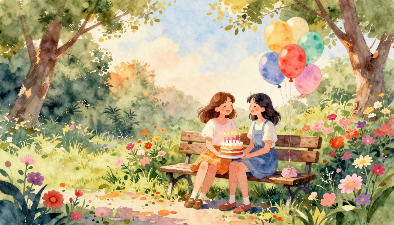 A beautiful watercolor painting of two best friends sitting ...