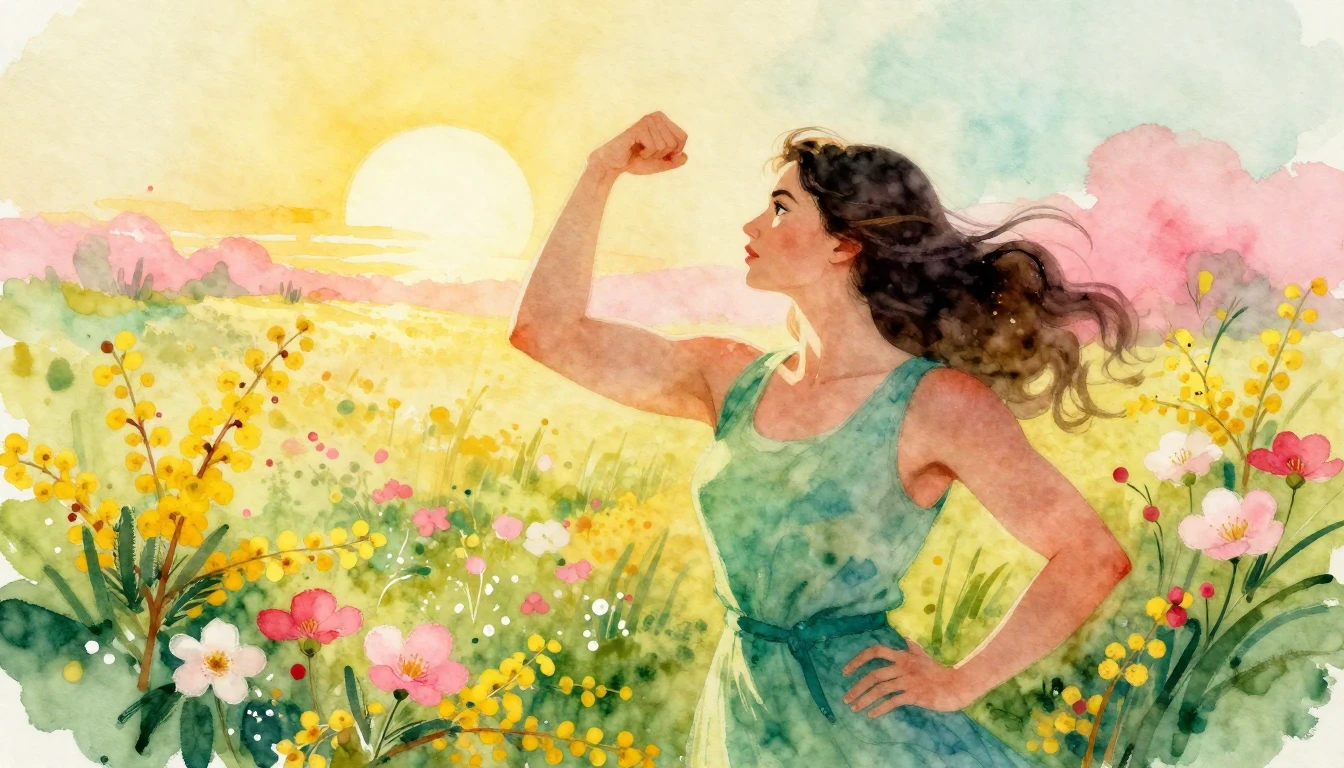 A beautiful watercolor painting of a strong, confident woman...