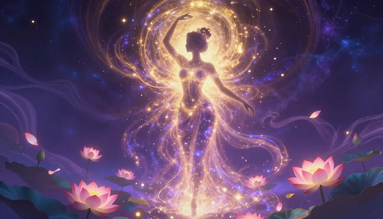 A beautiful, ethereal silhouette of a graceful female figure...