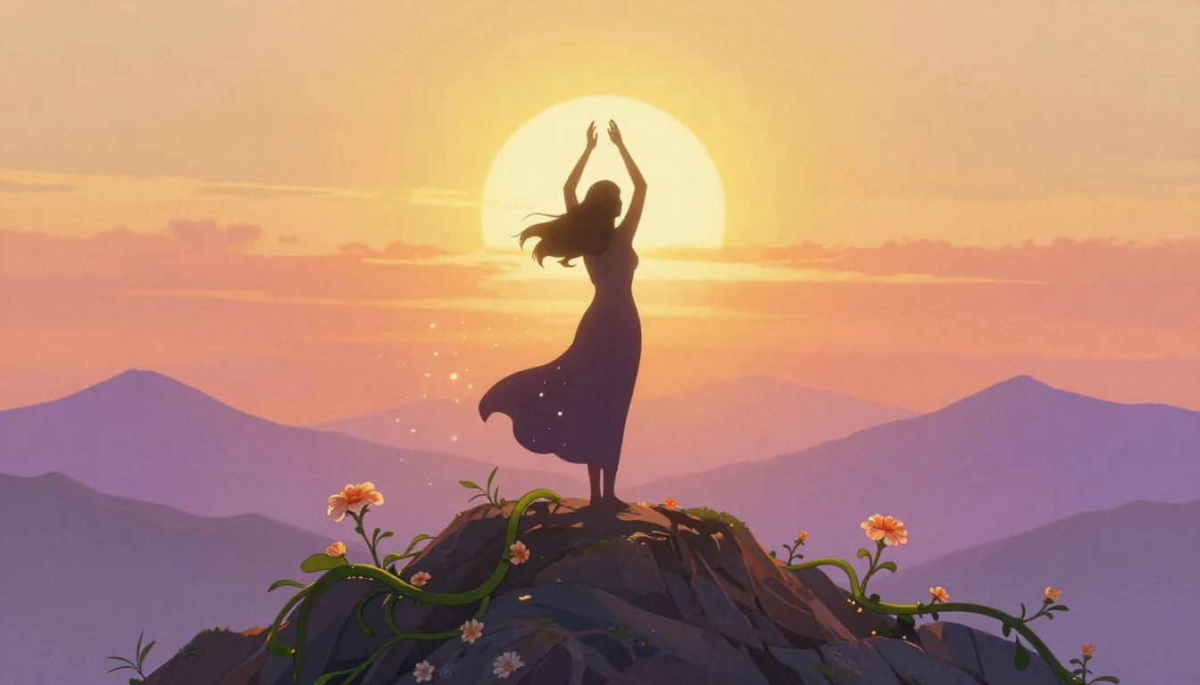 A powerful and inspiring illustration of a stylized silhouet...