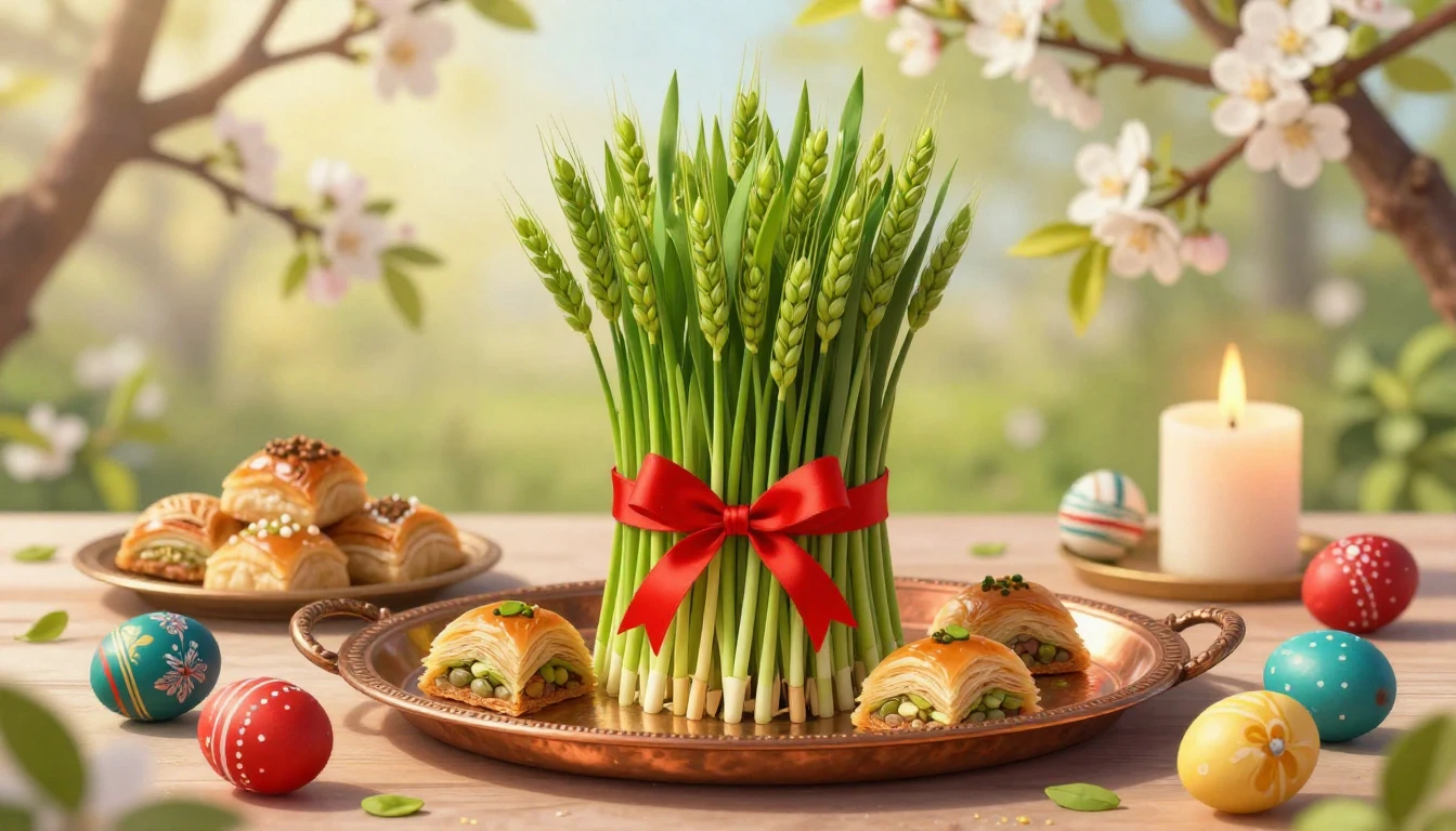 A vibrant and festive still life illustration representing t...