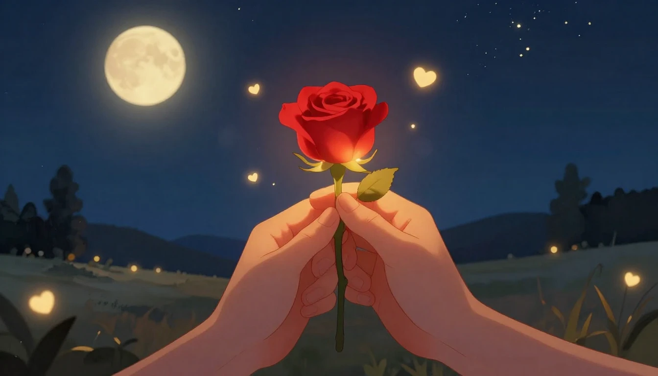 A warm and romantic illustration featuring two intertwined h...