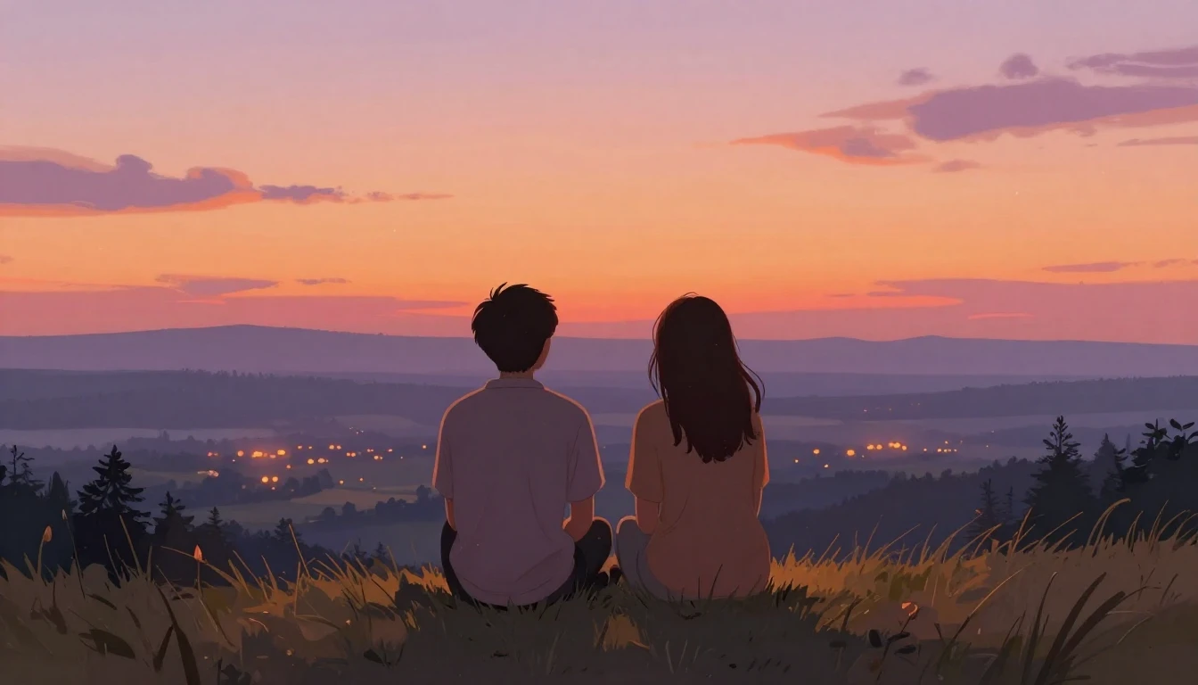 A warm and heartwarming illustration of two close friends st...