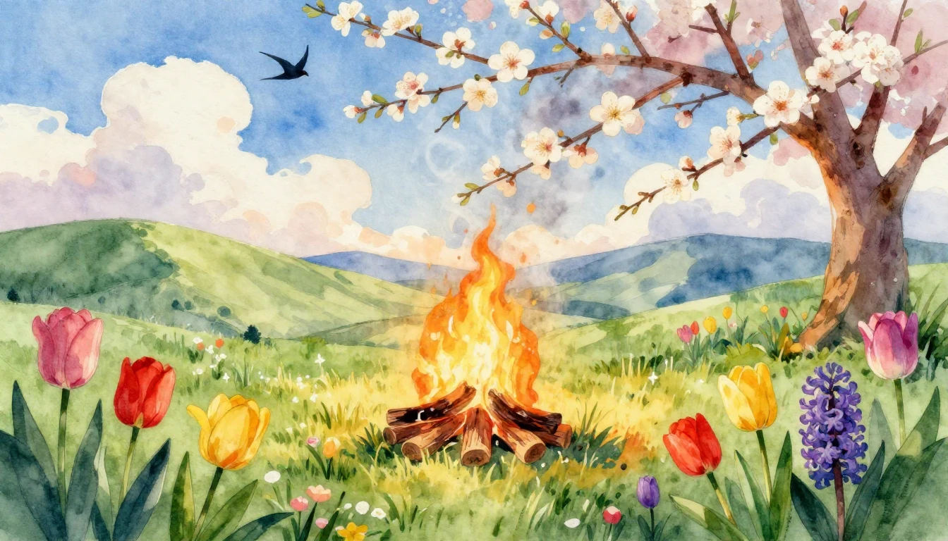 A vibrant and ethereal watercolor painting depicting the awa...