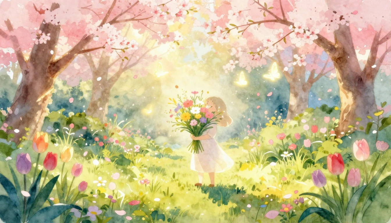 A whimsical and ethereal watercolor painting depicting a mag...