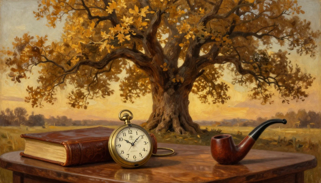 An oil painting composition symbolizing a 50th birthday cele...