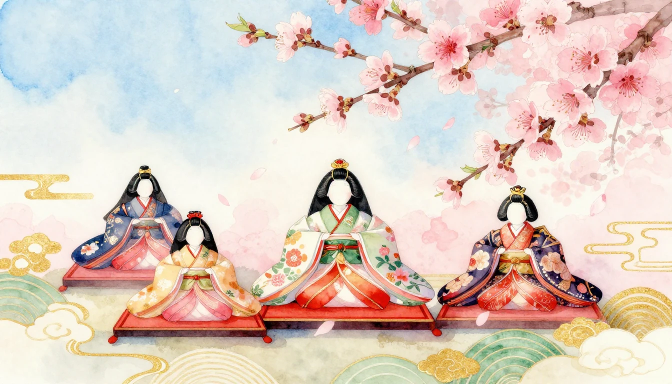 A soft and ethereal watercolor painting representing Hinamat...