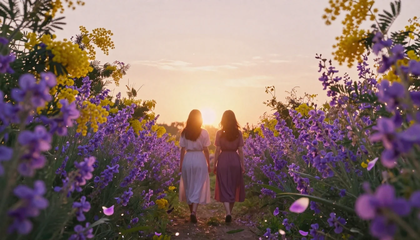 A beautiful and uplifting scene featuring a lush garden fill...