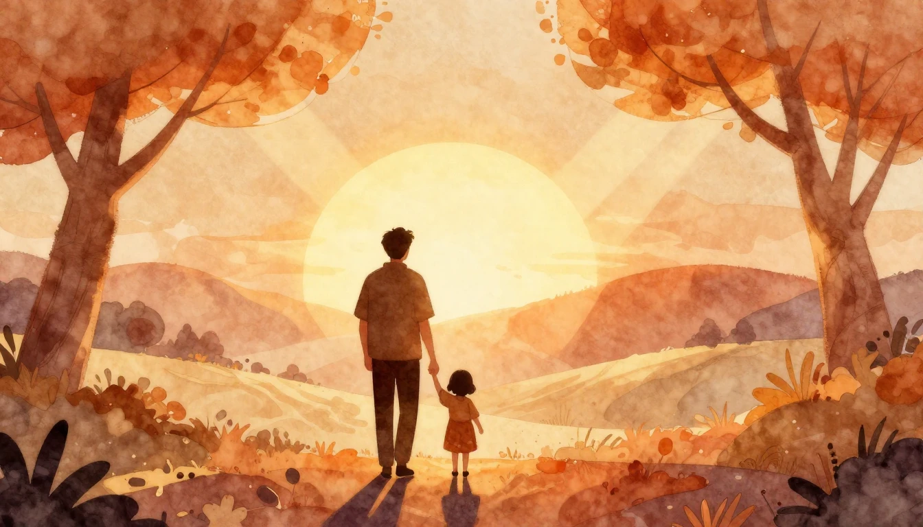 A heartwarming and tender watercolor illustration depicting ...