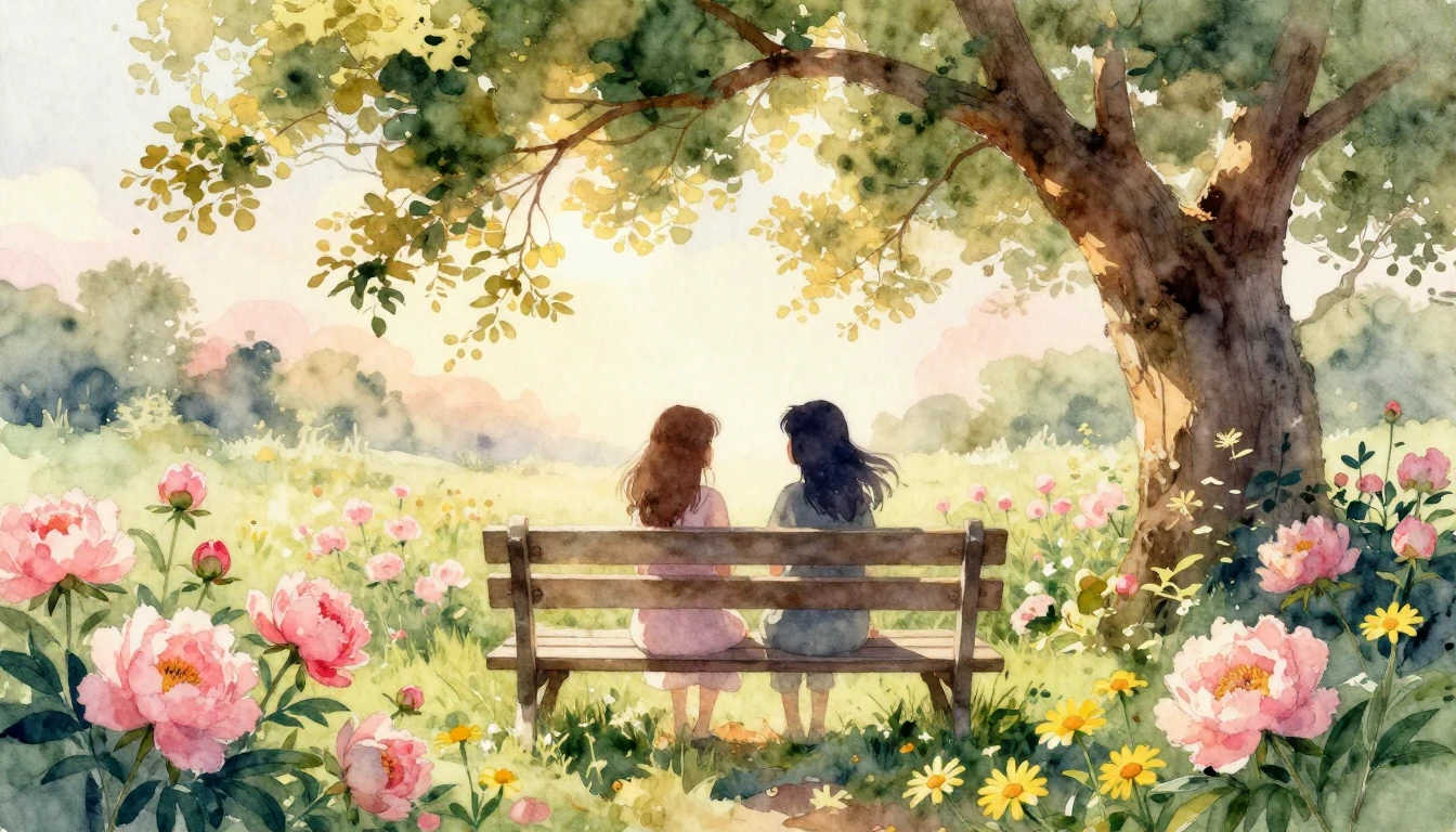 A delicate watercolor painting depicting a cozy and warm sce...