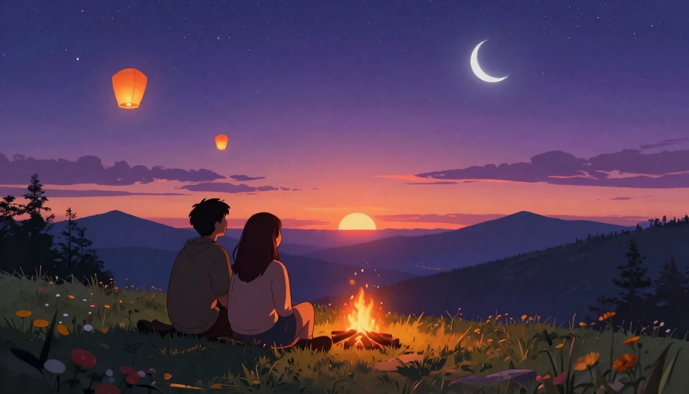 A heartwarming digital art scene of two close friends sittin...