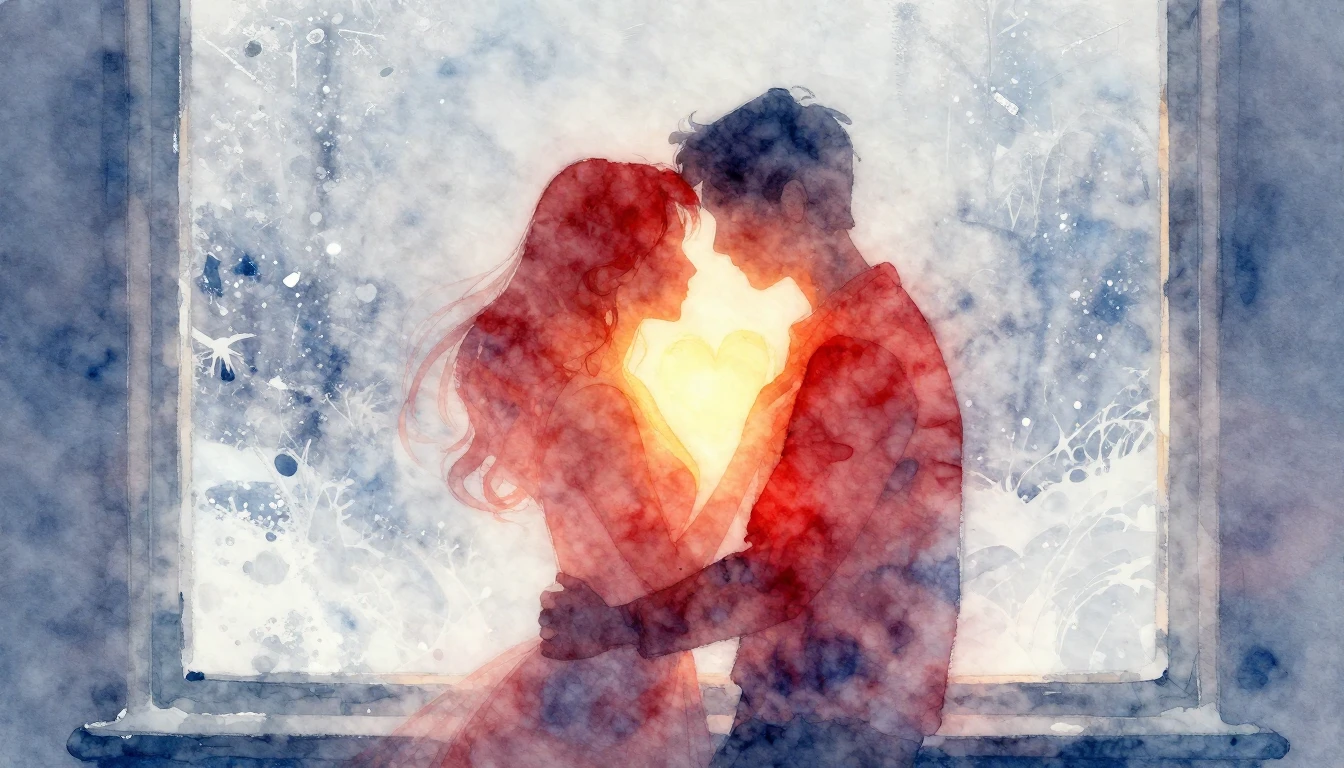 A romantic and dreamy watercolor illustration depicting two ...