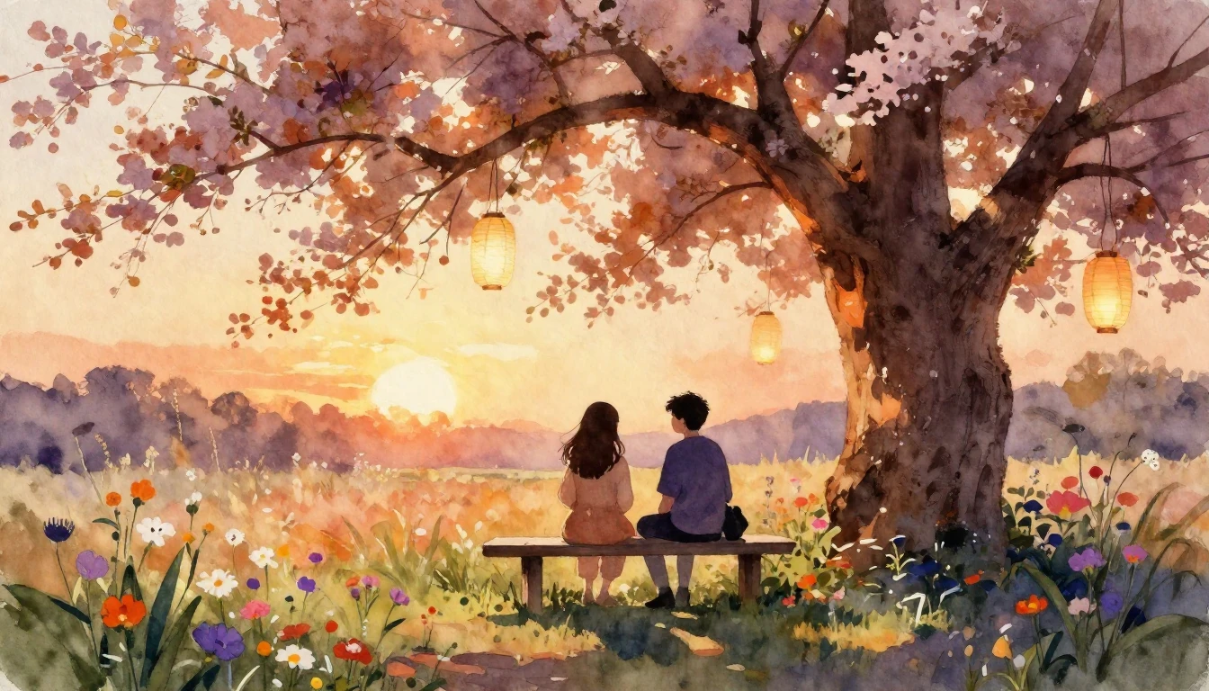 A warm and inviting watercolor painting capturing a cozy mom...