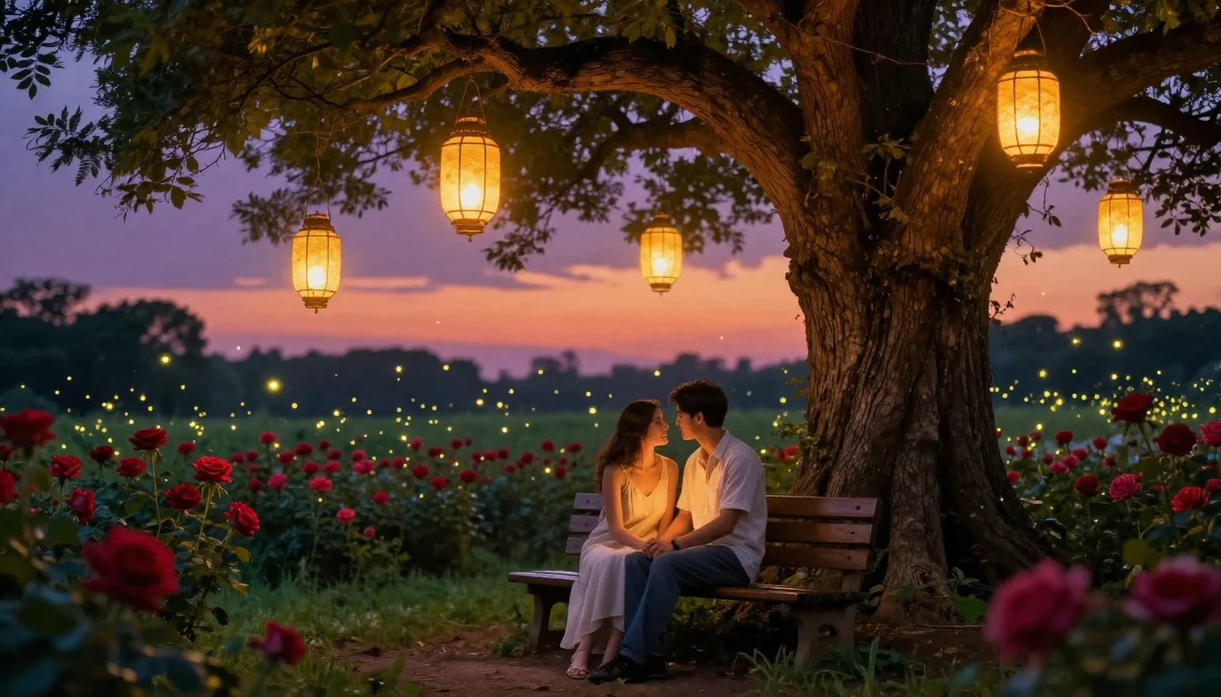 A romantic and intimate scene of a couple sitting together o...