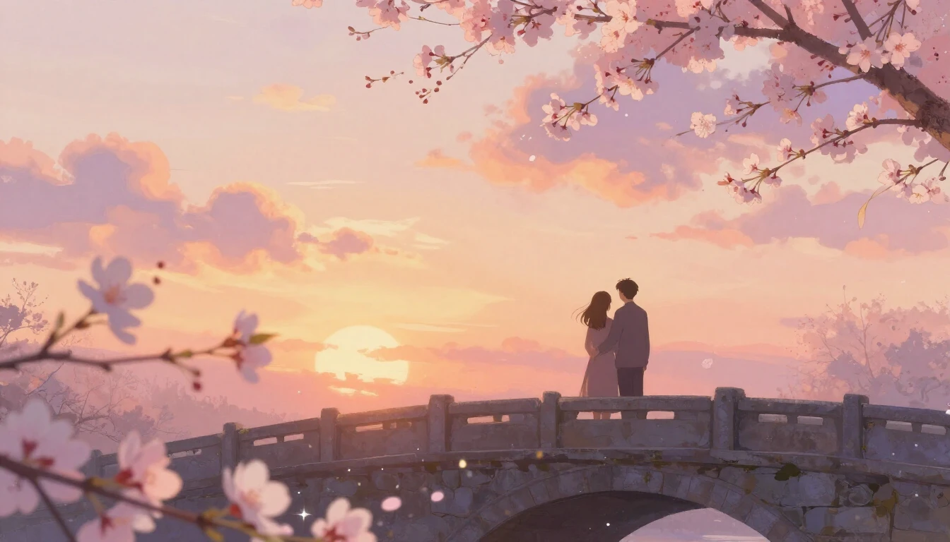 A romantic and cozy scene featuring two silhouettes of a cou...