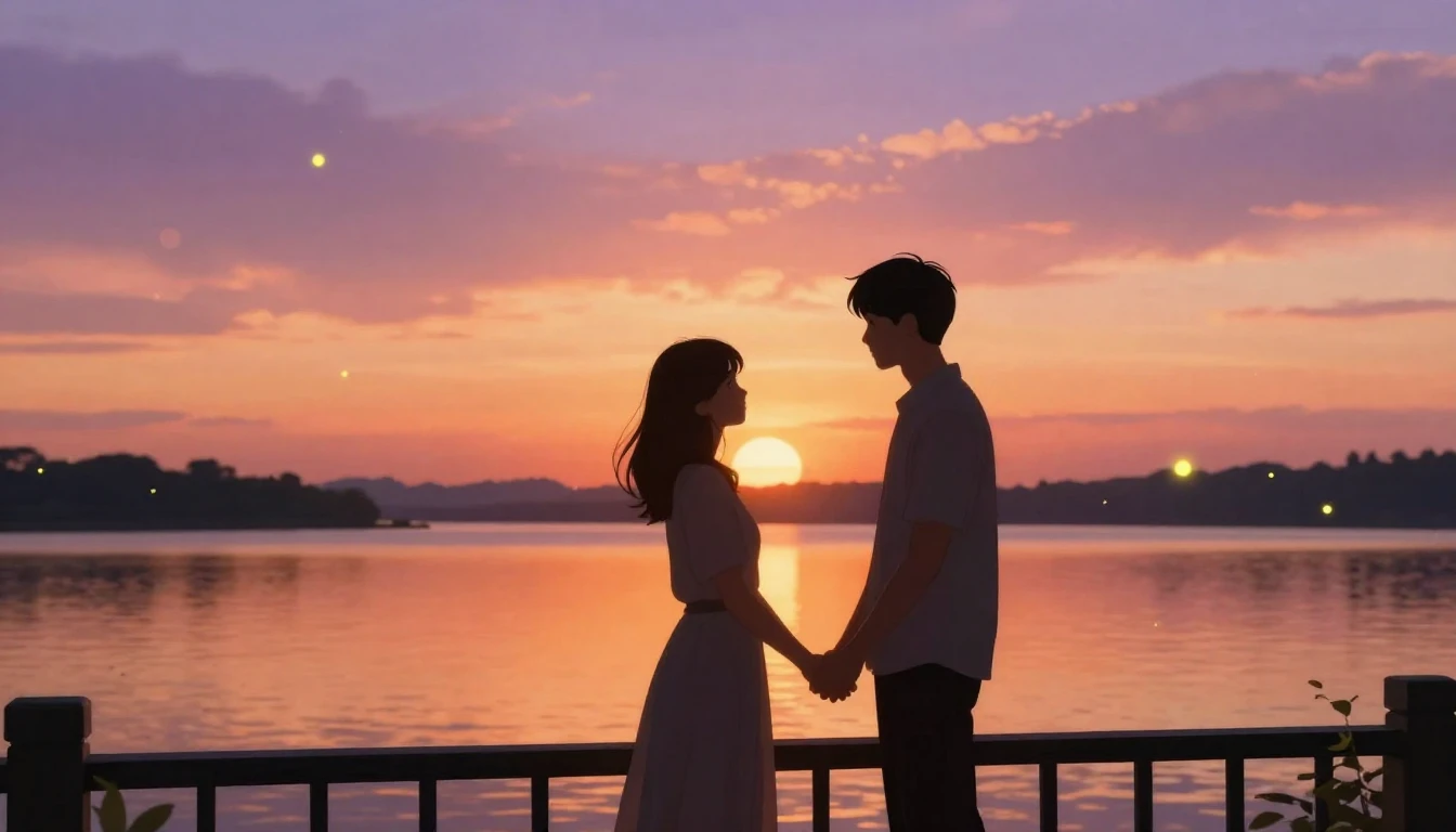 A breathtaking digital art illustration of two lovers standi...