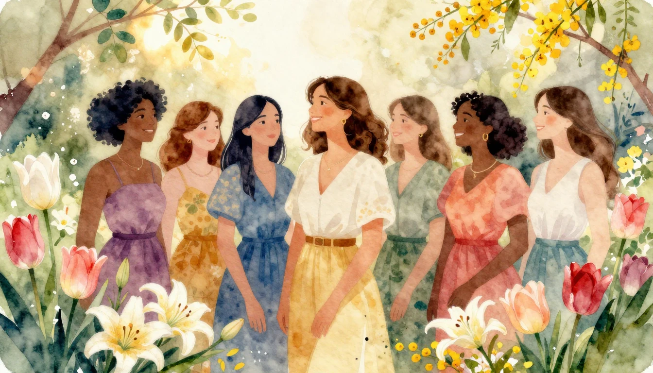 A vibrant and soft watercolor painting celebrating diverse w...