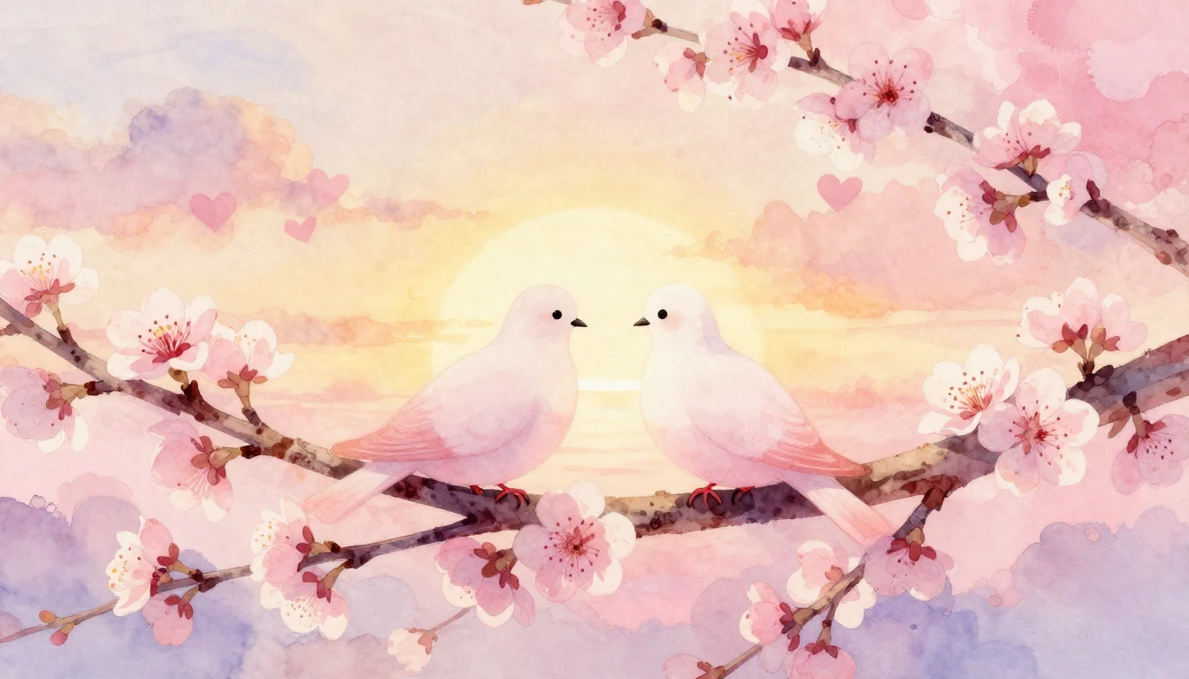 A soft and dreamy watercolor illustration representing etern...