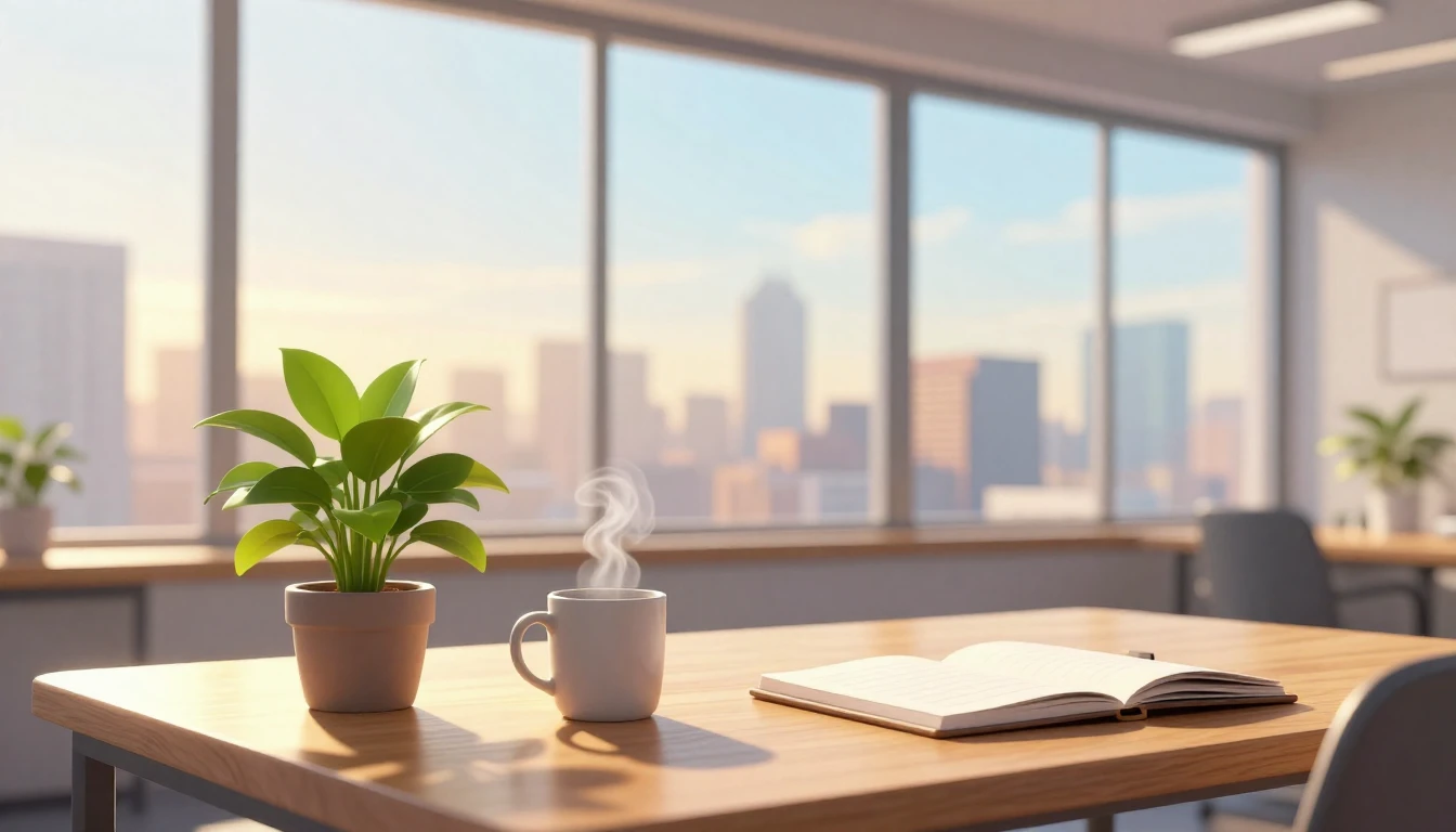 A vibrant digital art illustration of a modern, sun-drenched...