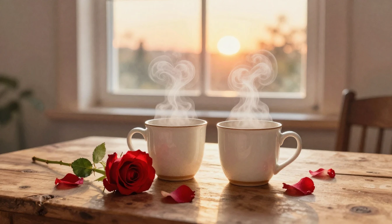 A romantic and cozy indoor scene in a soft watercolor style....