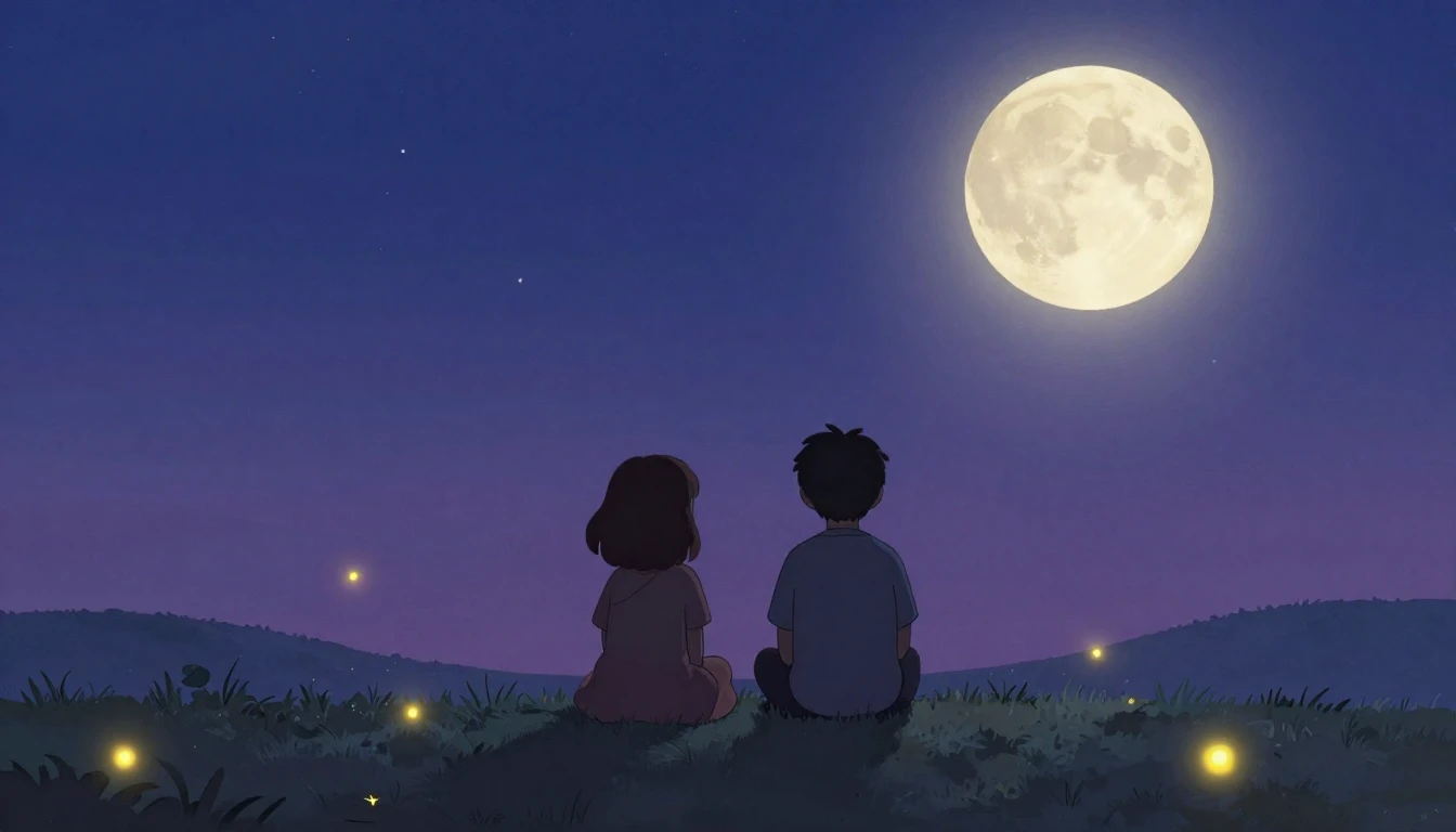 A heartwarming and nostalgic illustration depicting two silh...