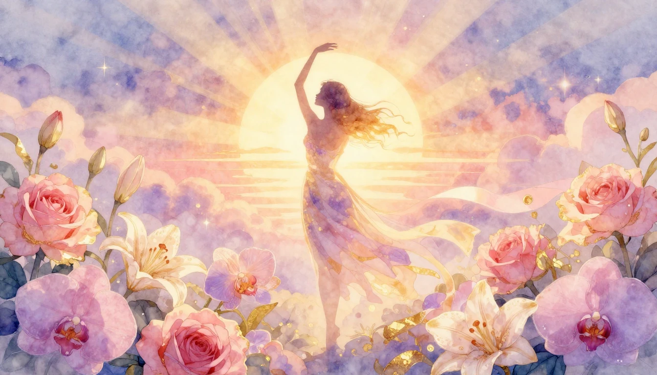 A soft and dreamy watercolor illustration depicting the abst...