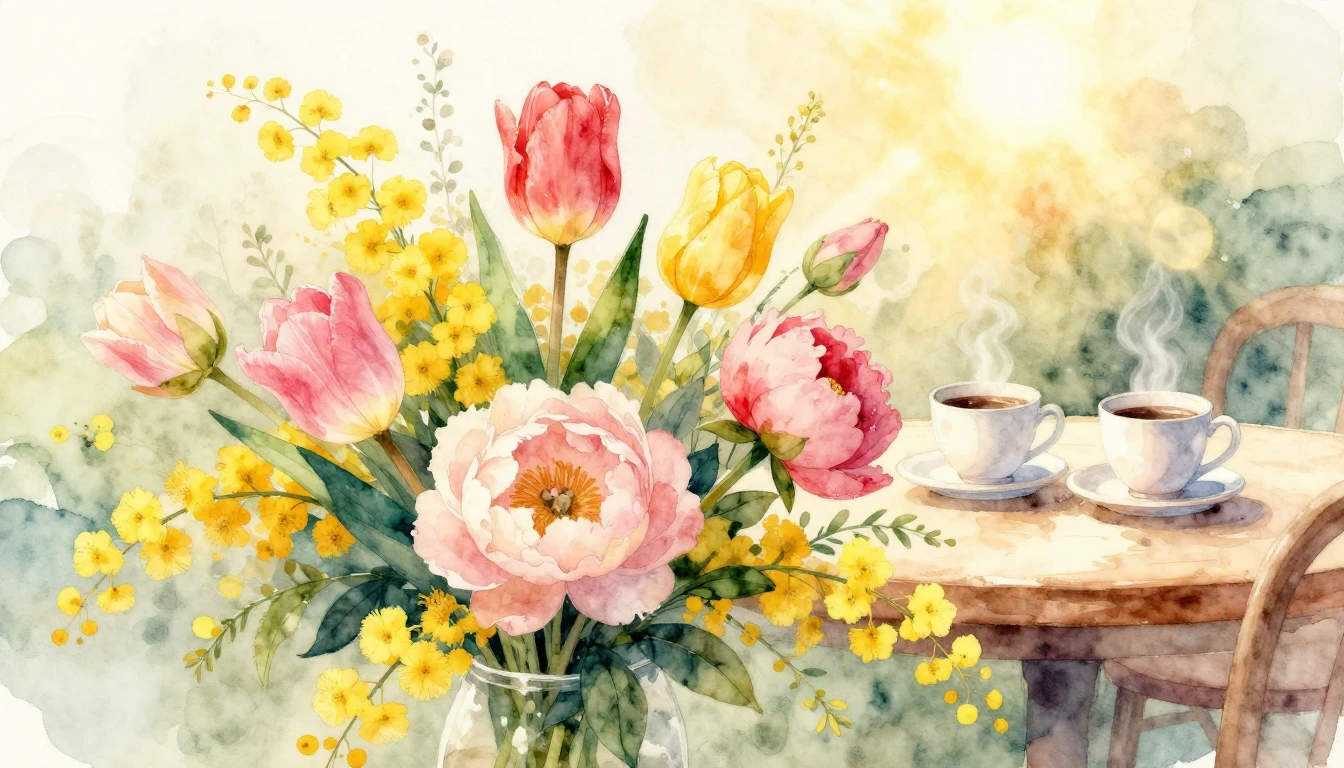 A beautiful and delicate watercolor illustration depicting a...