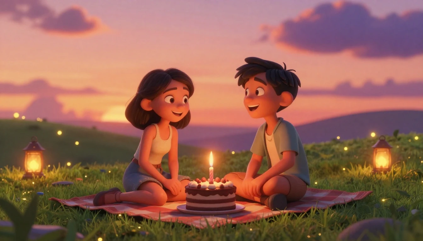 A heartwarming scene of two close friends celebrating a birt...