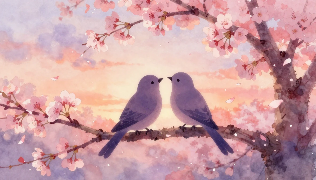 A dreamy and romantic watercolor painting depicting two styl...