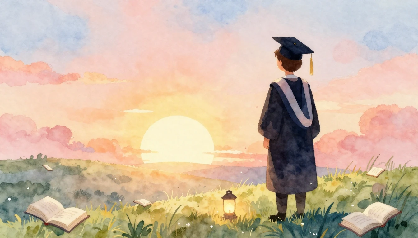 A warm and sentimental watercolor illustration depicting a g...