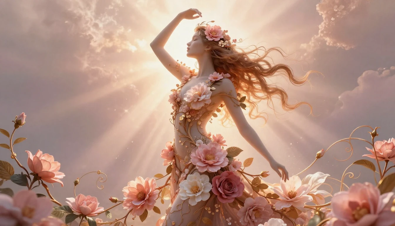 A beautiful and ethereal artistic composition symbolizing fe...