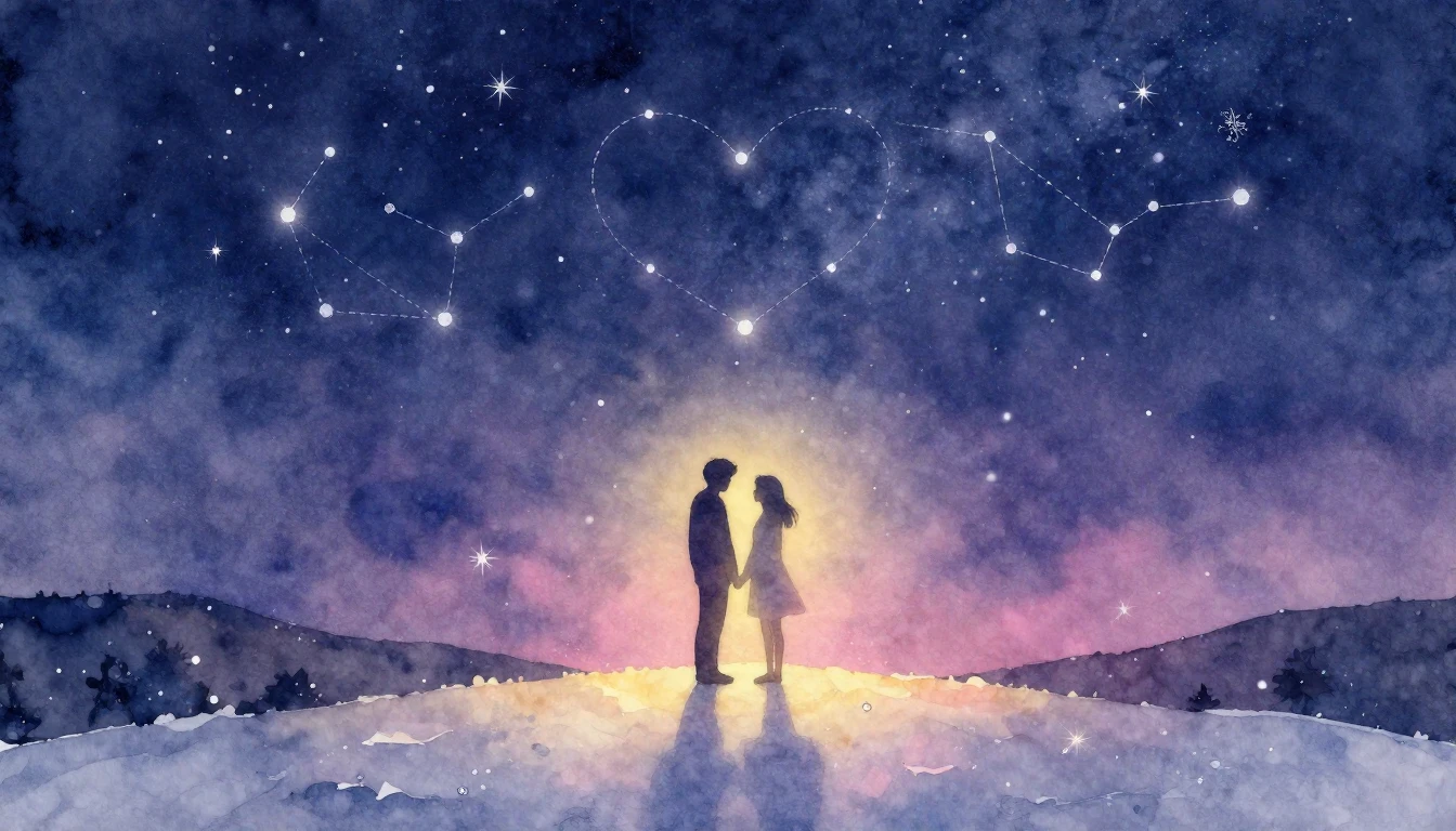 A soft and dreamy watercolor painting depicting two gentle s...