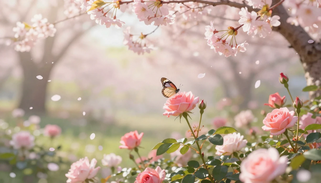 A beautiful spring garden blooming with vibrant flowers, che...