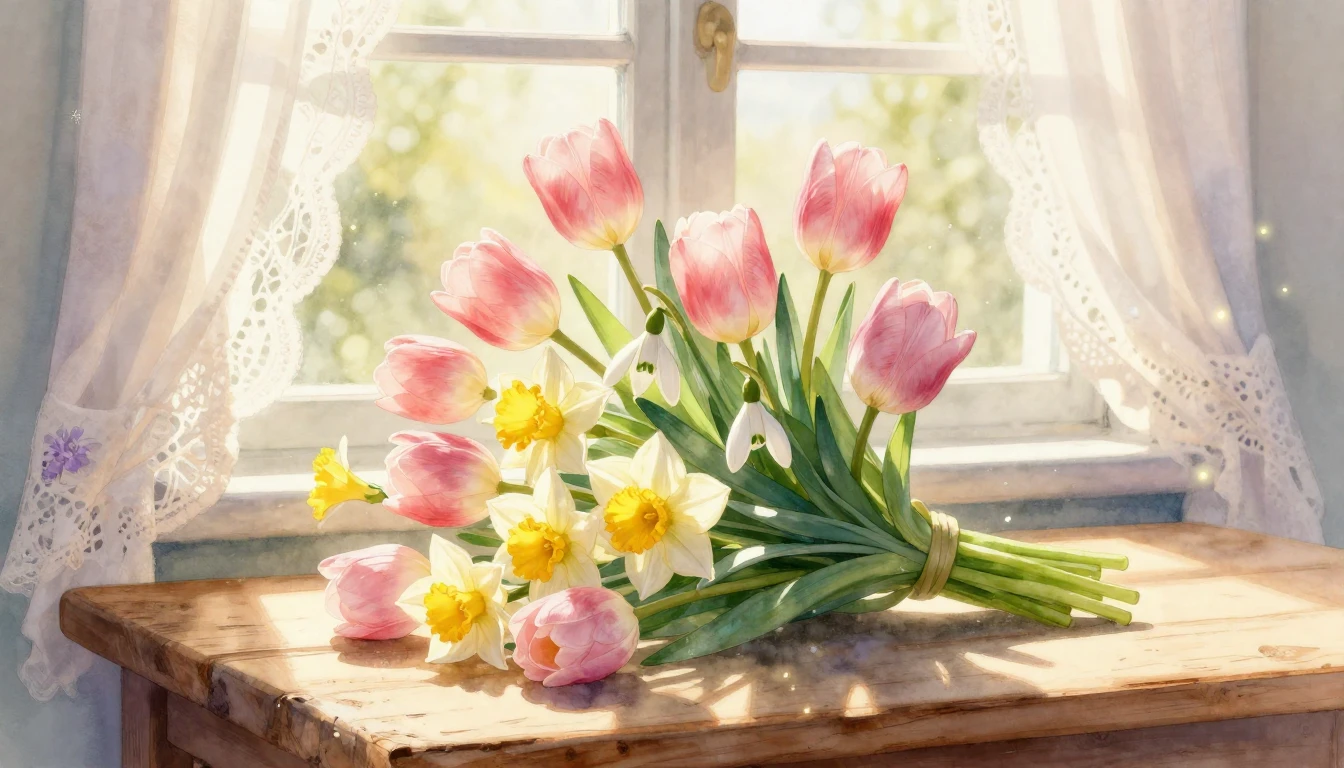 A beautiful and gentle watercolor painting representing the ...