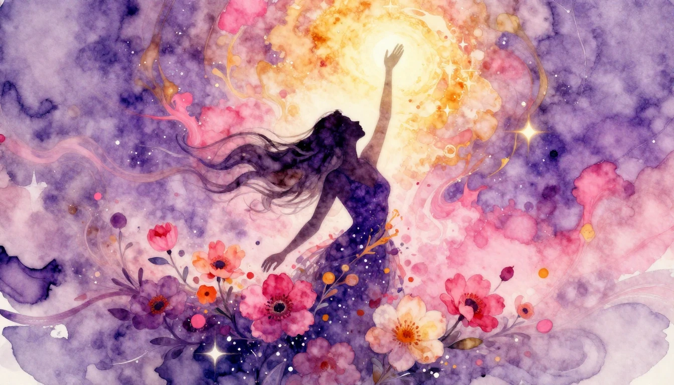 A conceptual watercolor painting symbolizing female empowerm...