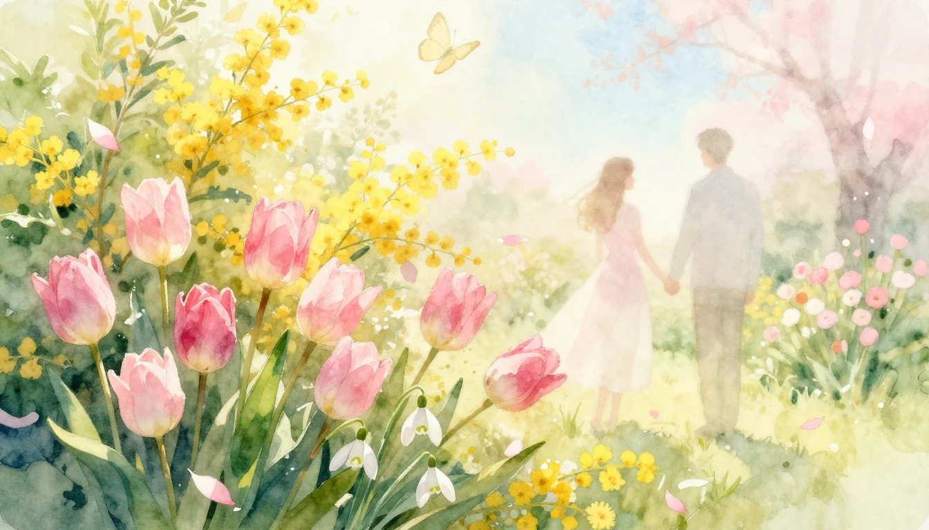 A dreamy and soft watercolor painting capturing the essence ...