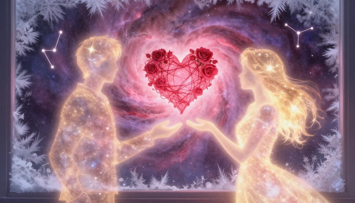 A romantic and surreal illustration symbolizing love and con...