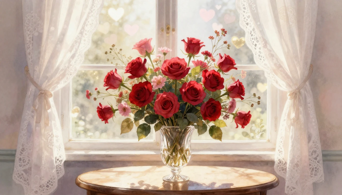 A romantic and soft watercolor painting depicting a massive ...