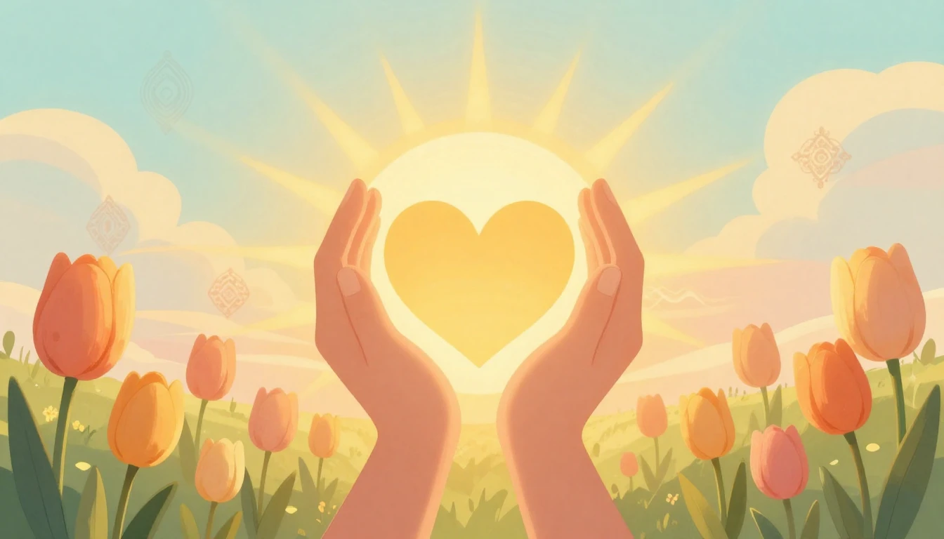 A heartwarming and soft illustration representing gratitude ...