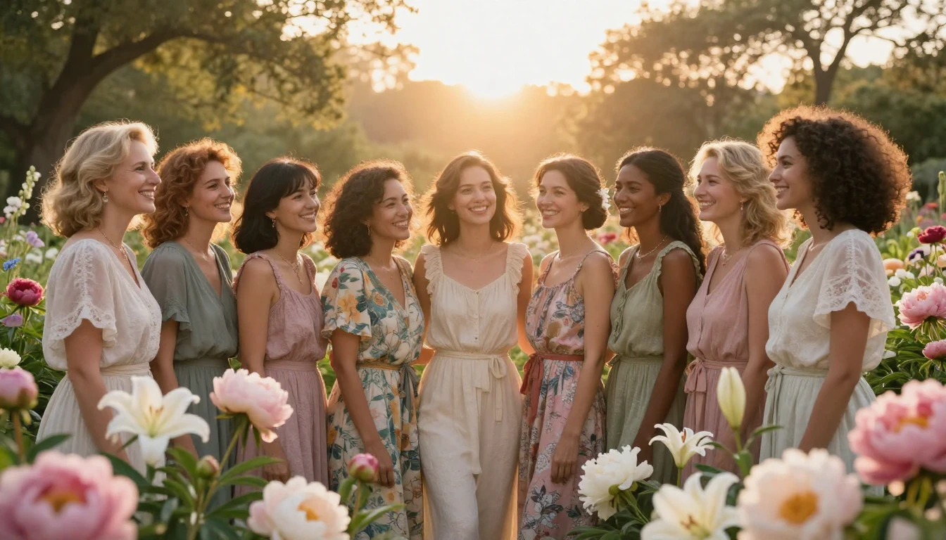 A diverse group of women of different ethnicities standing t...