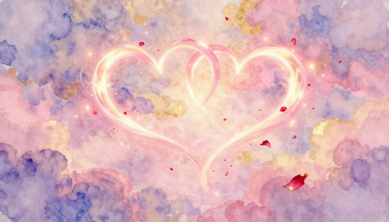 A soft and dreamy watercolor composition representing eterna...