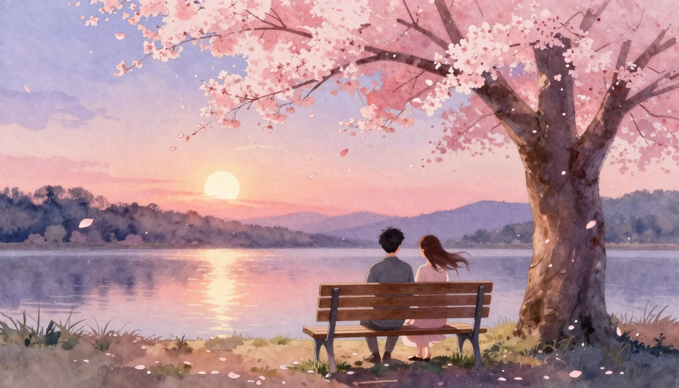 A romantic and soft watercolor painting depicting a cozy woo...